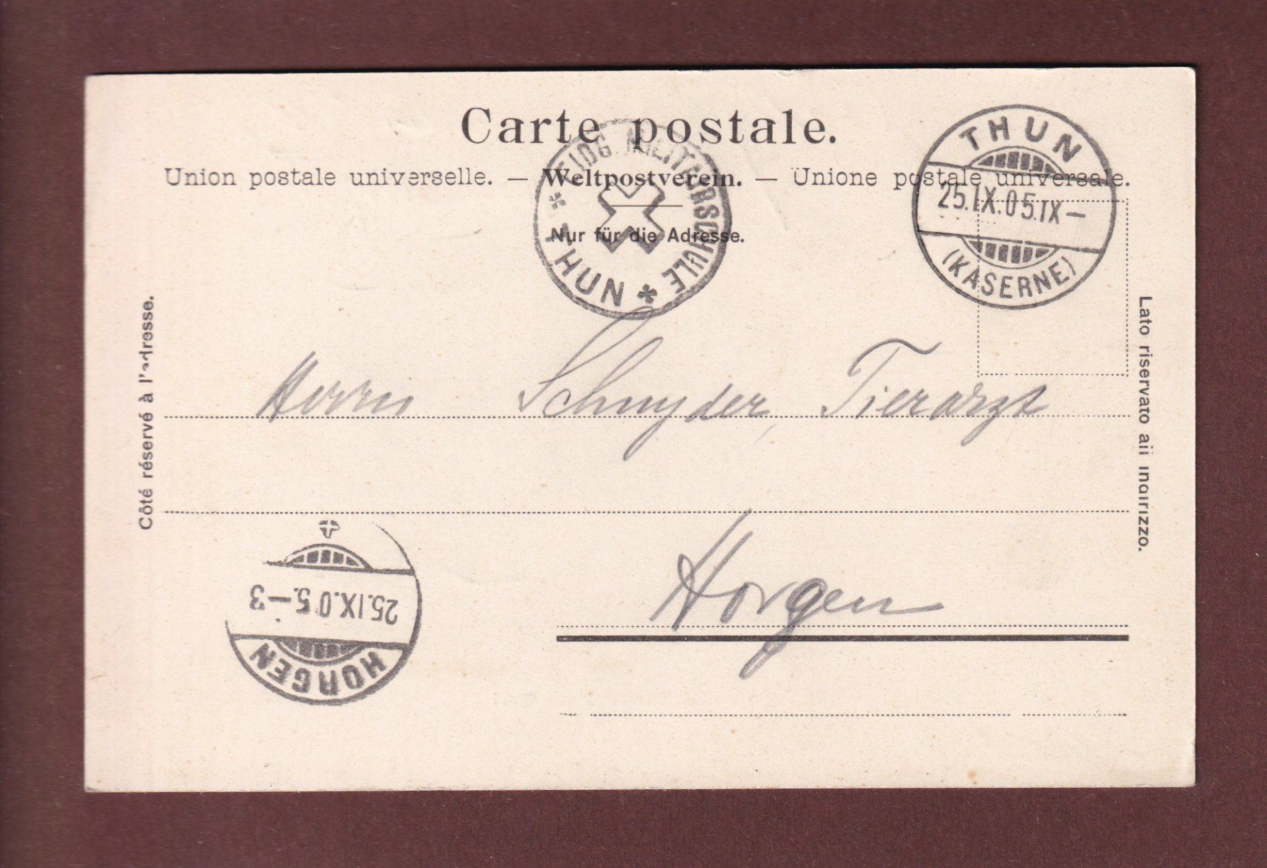 Cartoline postali: THUN - Plätzliterrasse - Quai - 1905 – Usato da Pully venduto da nicecards 1