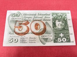 50 Franken Banknote 1973 wenig gebraucht