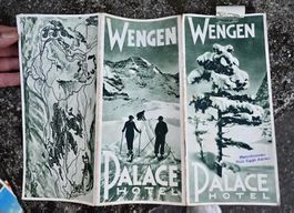 30er / 40er Jahre Faltprospekt WENGEN Palace Hotel