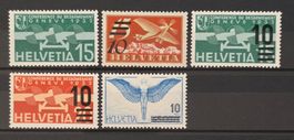 Schweiz 1932 Abrüstungskonferenz & Flugpost 5 Stk MNH