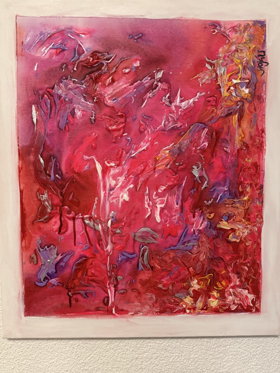 Dipinti: Abstraktes Bild, Acryl , rot/pink, 60x80cm – Nuovo e nell'imballaggio originale da Gümligen venduto da Smart1980