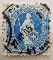 🇨🇭Schweiz Stehende Helvetia 25 Rappen blau, Top!