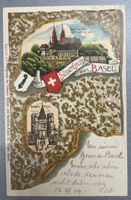 rare Präge Postkarte süsser Gruss aus Basel/Leckerli 1909