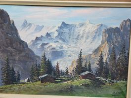 Peinture Montagnes et glacier région Grindenwald par Frei.