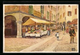 Künstler-AK Lugano, Piazza Dante