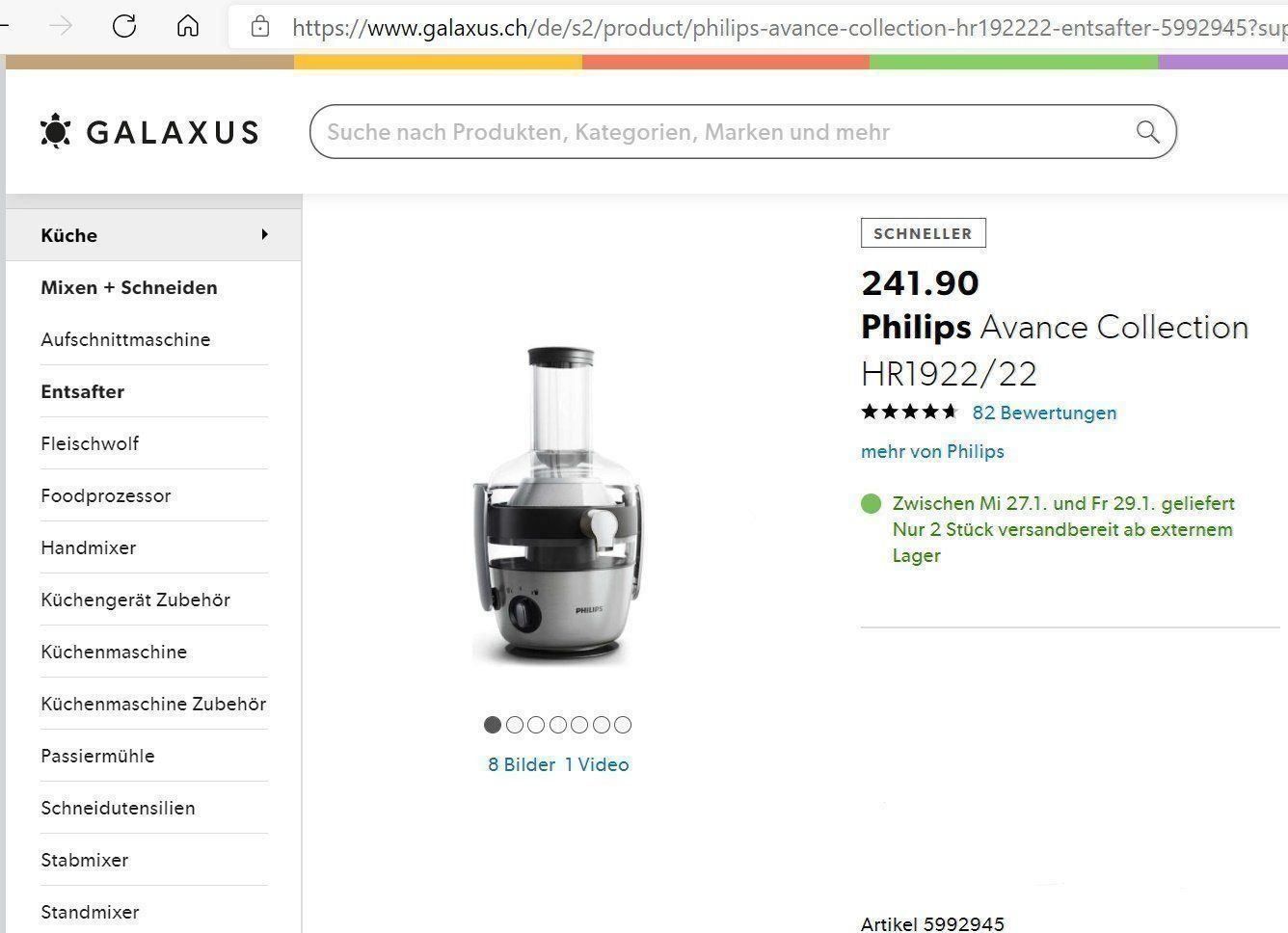 Philips Elettrodomestici da cucina: Philips Entsafter HR1922/22 1200W – Usato da Porrentruy venduto da Danreisende 2