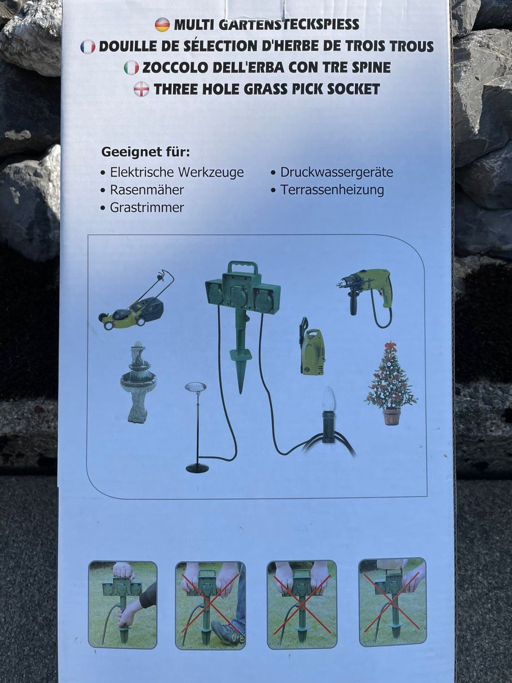 Spine: Multi Gartenspiess Stromsteckleiste 3er – Nuovo e nell'imballaggio originale da Wängi venduto da LiqKojote 2