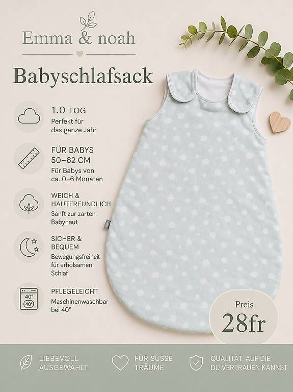 Sacchi a pelo: Emma & Noah Schlafsack 60cm, 1 TOG – Usato da Hundwil venduto da felixina