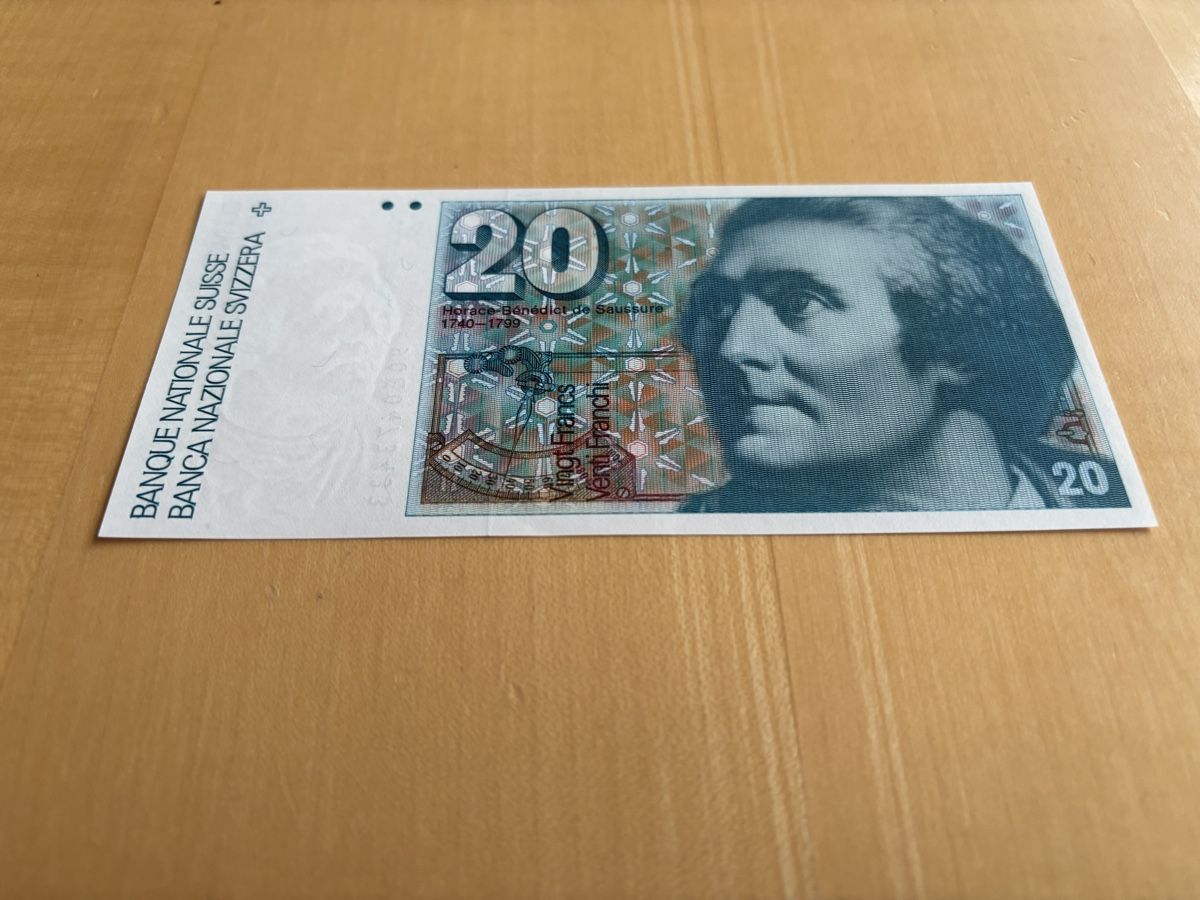 Banconote: Schweizer 20 Franken Note Horace Benedict de Saussure – Nuovo (secondo la descrizione) da Obernau venduto da taunus1958 1
