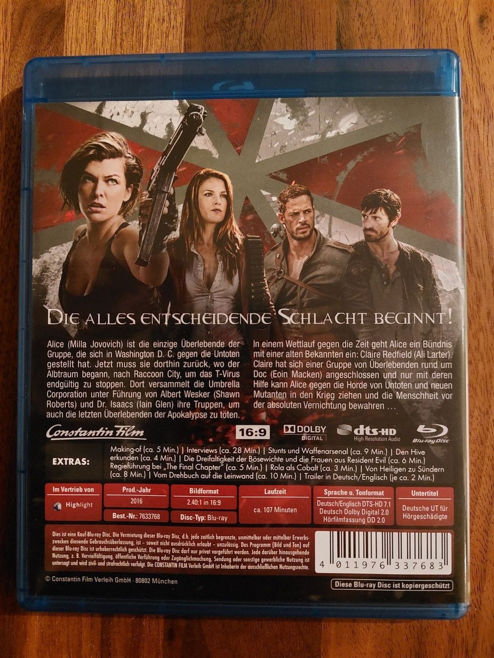 Tutti i DVDs: Blu Ray Resident Evil The Final Chapter – Usato da Rheinfelden venduto da FilmAuktion 1