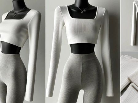 ribbed Crop Top Weiß Stretch, S M, Neu Frühling Sommer 24