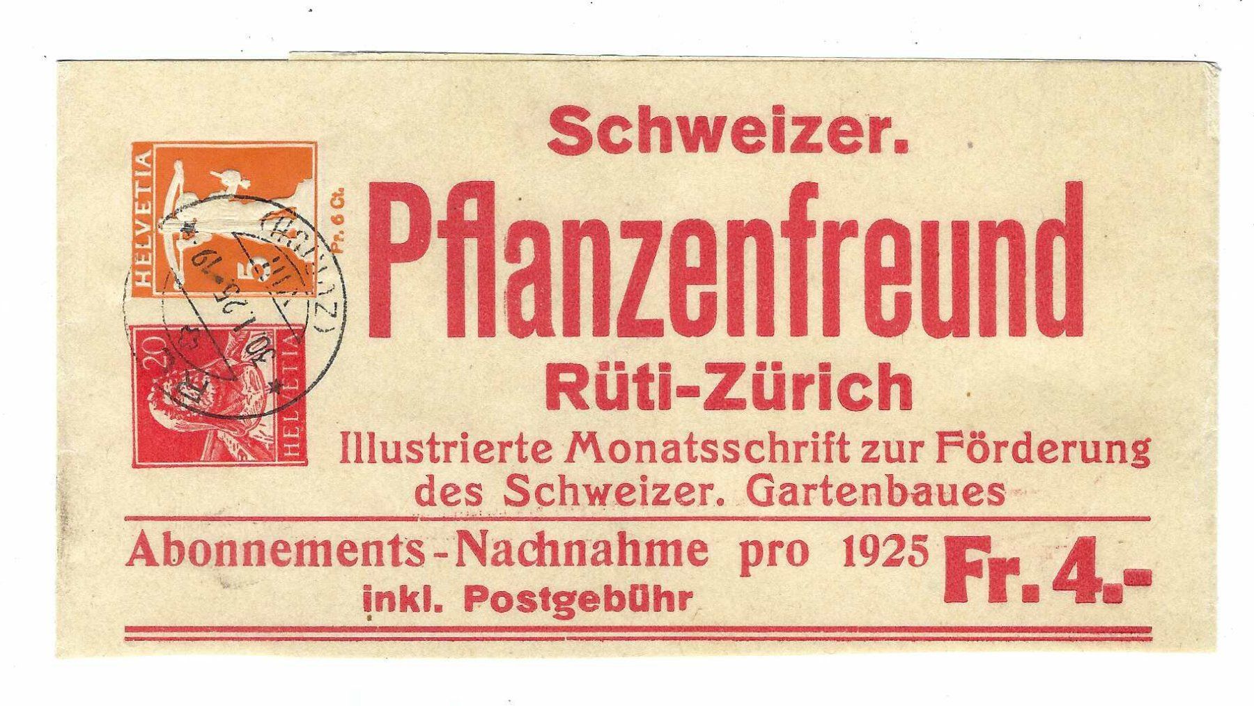 Alle Briefmarken: Schweizer Pflanzenfreund 1925 8o – Gebraucht aus Aarau von fussball-fussball