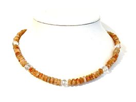 Sunstone & Rock Crystal Necklace - Sterling Silver