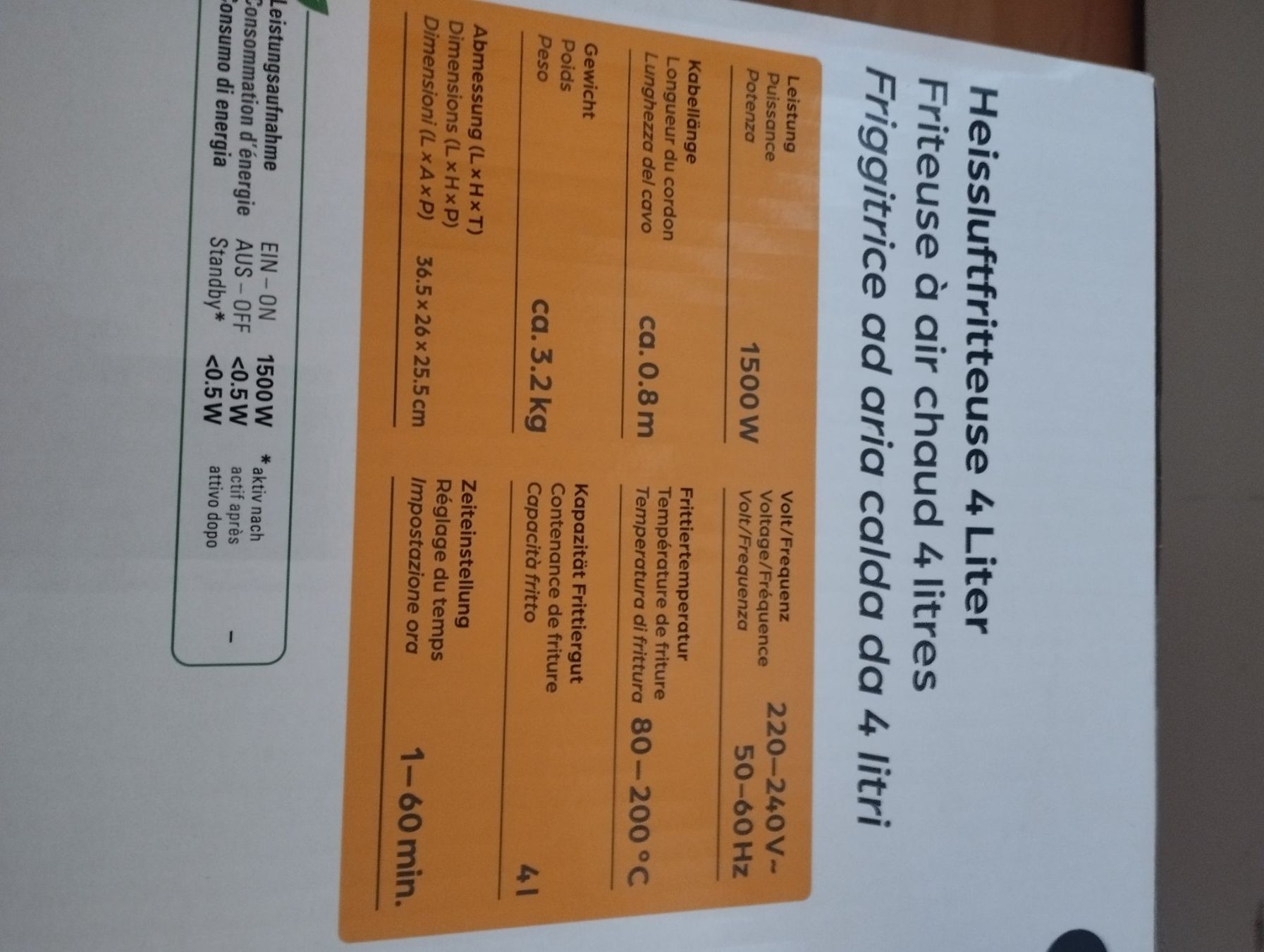 Küchengeräte: Prima Vista Heissluftfritteuse – Neu und originalverpackt aus Niedergesteln von Dekoat 1