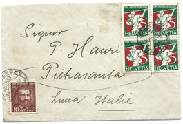 Brief 27.XII.32 mit viererblock Pro Juventute Nr. J61 + Werb