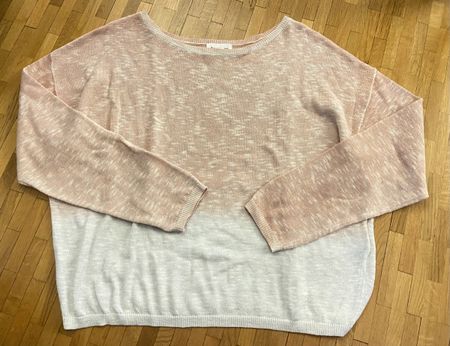 Pull coton rose clair et blanc lamé Maison 123 taille L