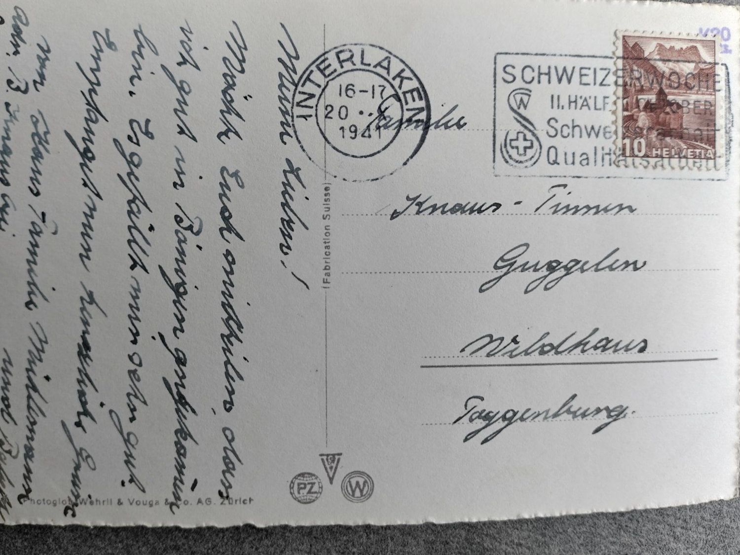 Cartes postales: Ansichtskarte Interlaken 1941 – D'occasion à Wildhaus par Hukwildhaus 1