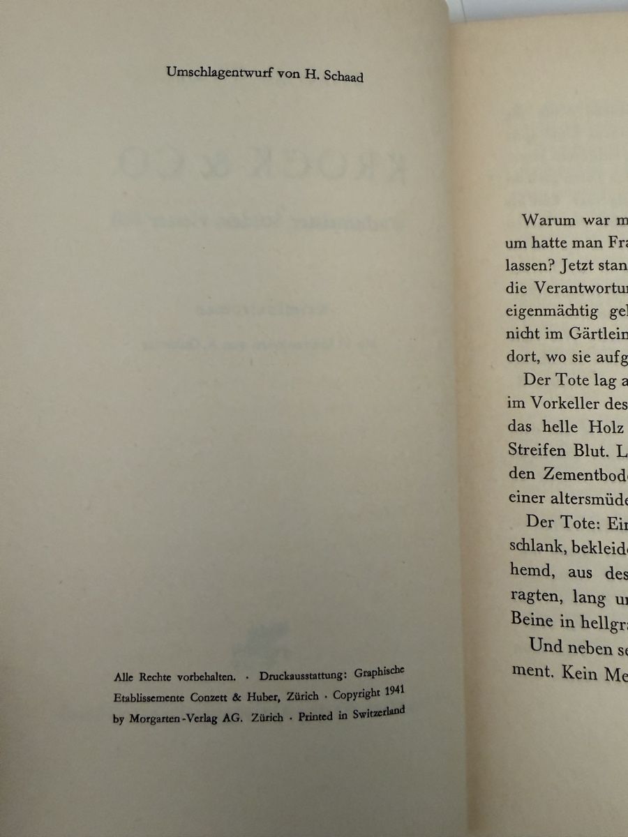 Libri: Friedrich Glauser, Krock & Co., 1941 EA – Usato da Zürich venduto da Carrington 3