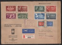 1945 kompletter PAX-Satz auf Brief nach USA  !! Luxus