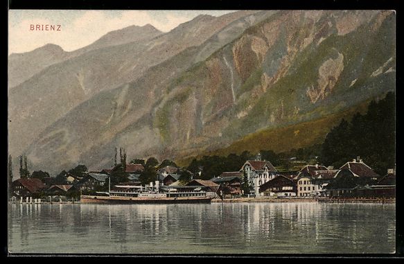 Cartes postales: Brienz, Dorf am See mit Dampfschiff und  – D'occasion à Berlin par bartko-reher