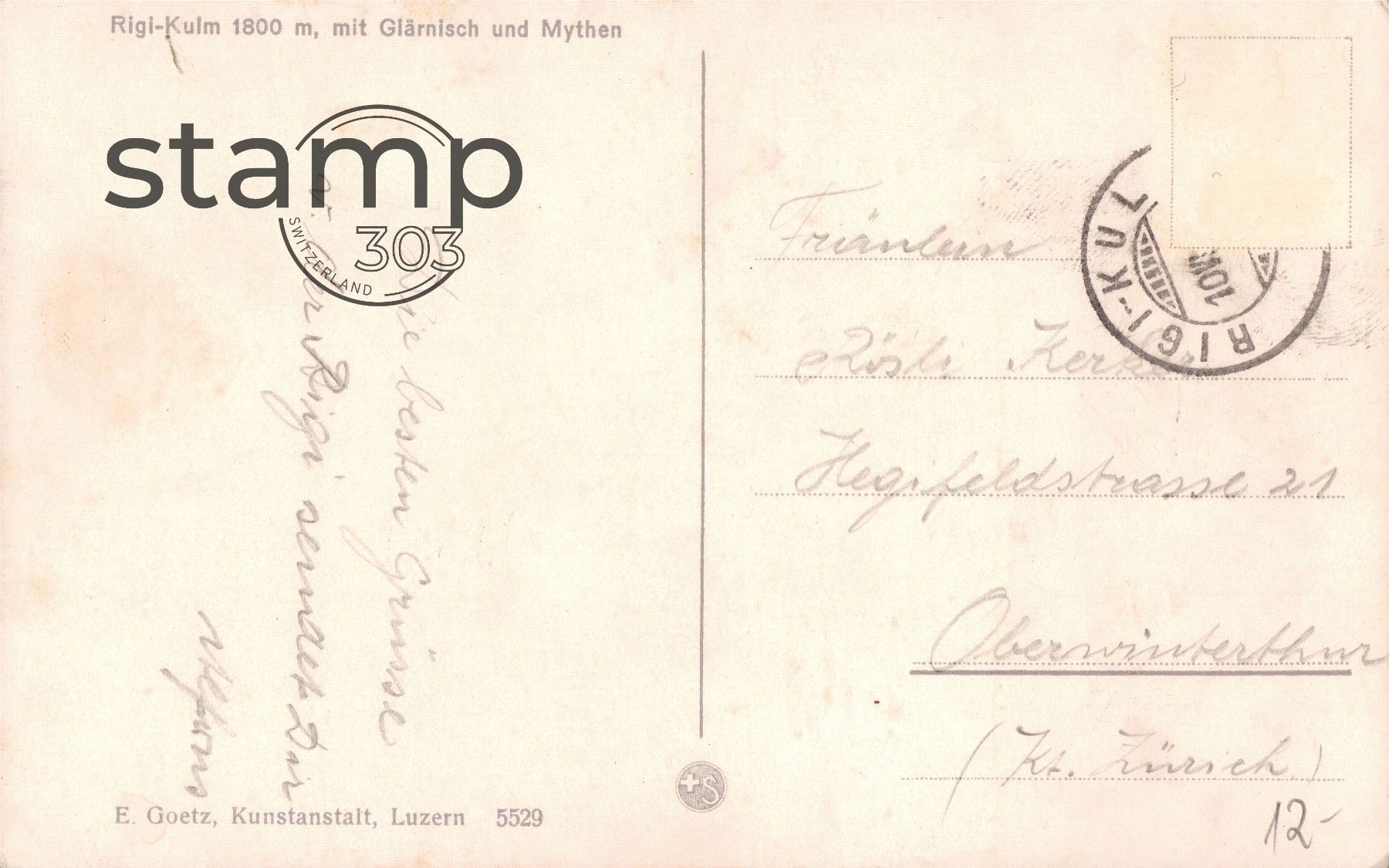 Cartoline postali: AK Rigi-Kulm mit Glärnisch und Mythen – Usato da Eggersriet venduto da stamp303 1