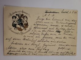 Historische Postkarte Technika Wappen datiert 1899 gebraucht