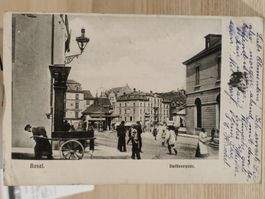 Alte PK / Basel - Barfüsserplatz Gelaufen 1906