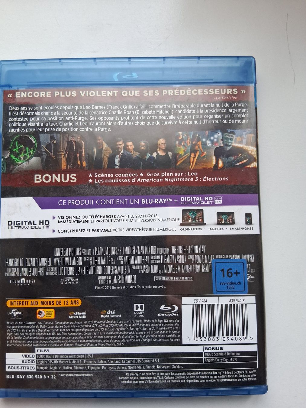 Tutti i DVDs: American Nightmare 3: Elections - Blu-Ray – Usato da Aigle venduto da Marcagapit 1