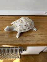 Keramik Schildkröte Weiss Gold Verziert guter Zustand