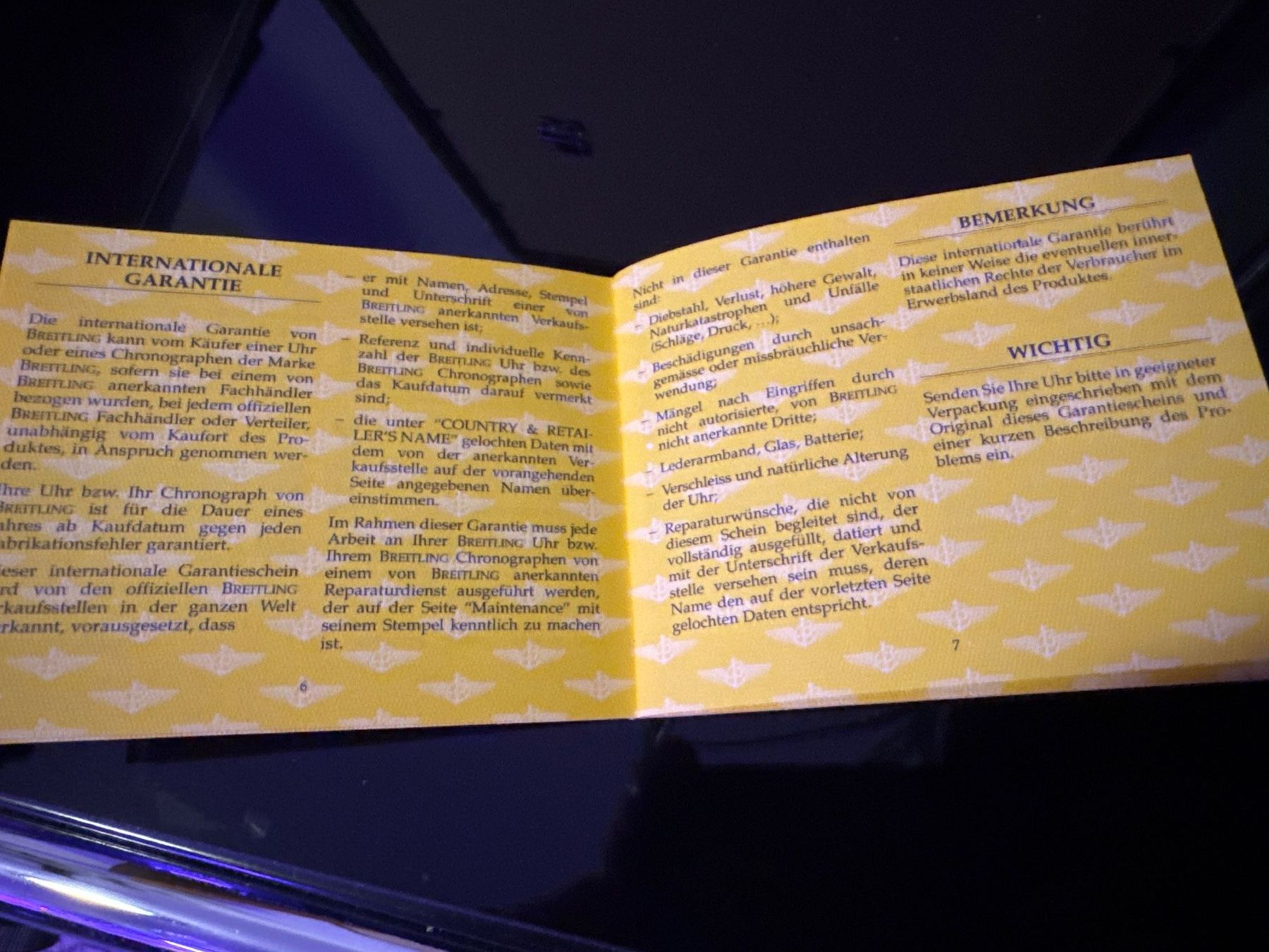 Breitling Orologi: Breitling Warranty Manual aus 1996 – Usato da Rüti ZH venduto da Oldexplorer 3