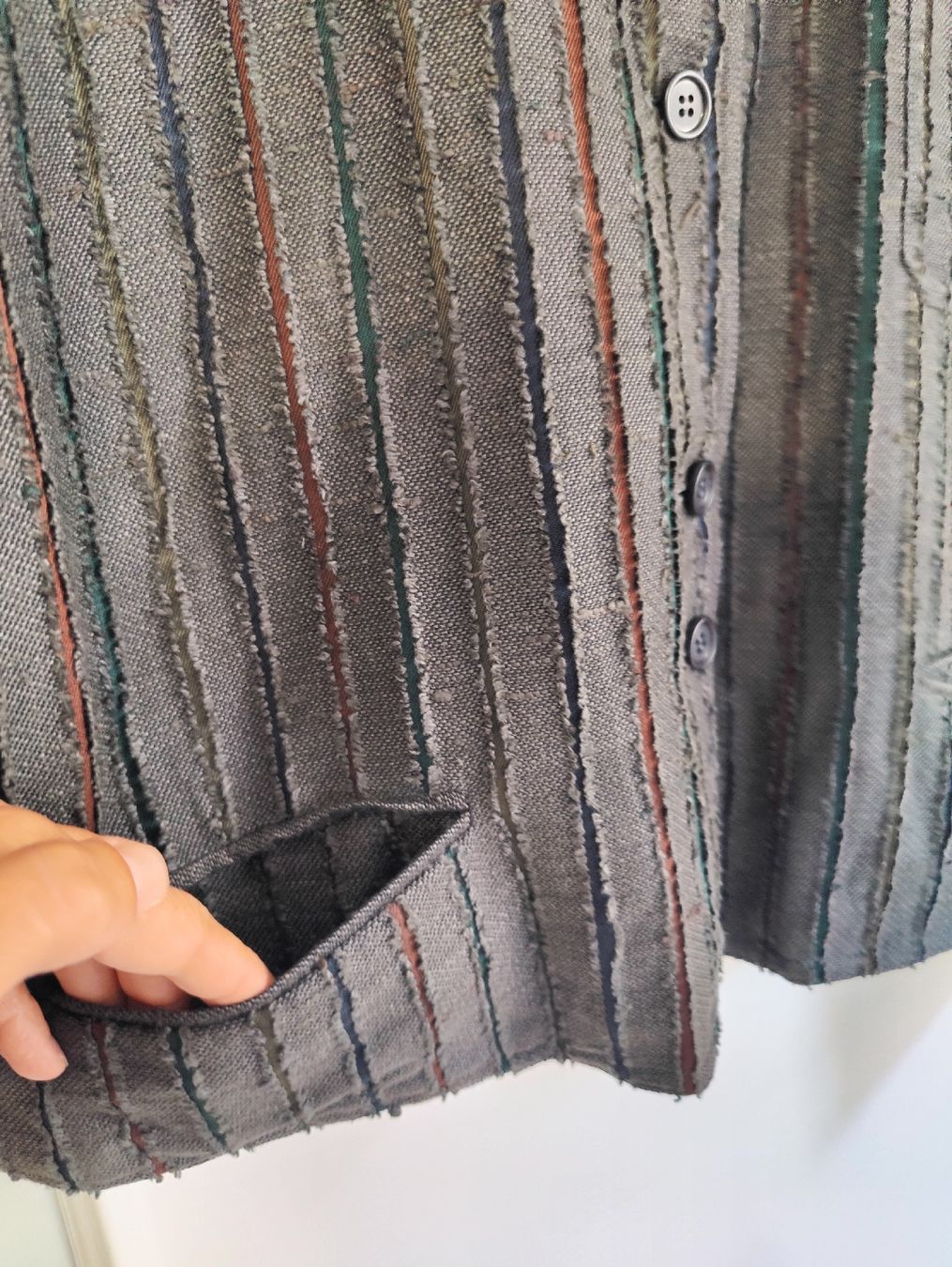 Jacken: Vintage Striped Linen Textured Jacket – Neu (gemäss Beschreibung) aus La Tour-de-Peilz von dAutrefois 4