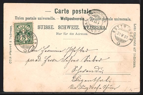 Cartoline postali: Litho Basel, Gewerbe-Ausstellung 1901, A – Usato da Berlin venduto da bartko-reher 1