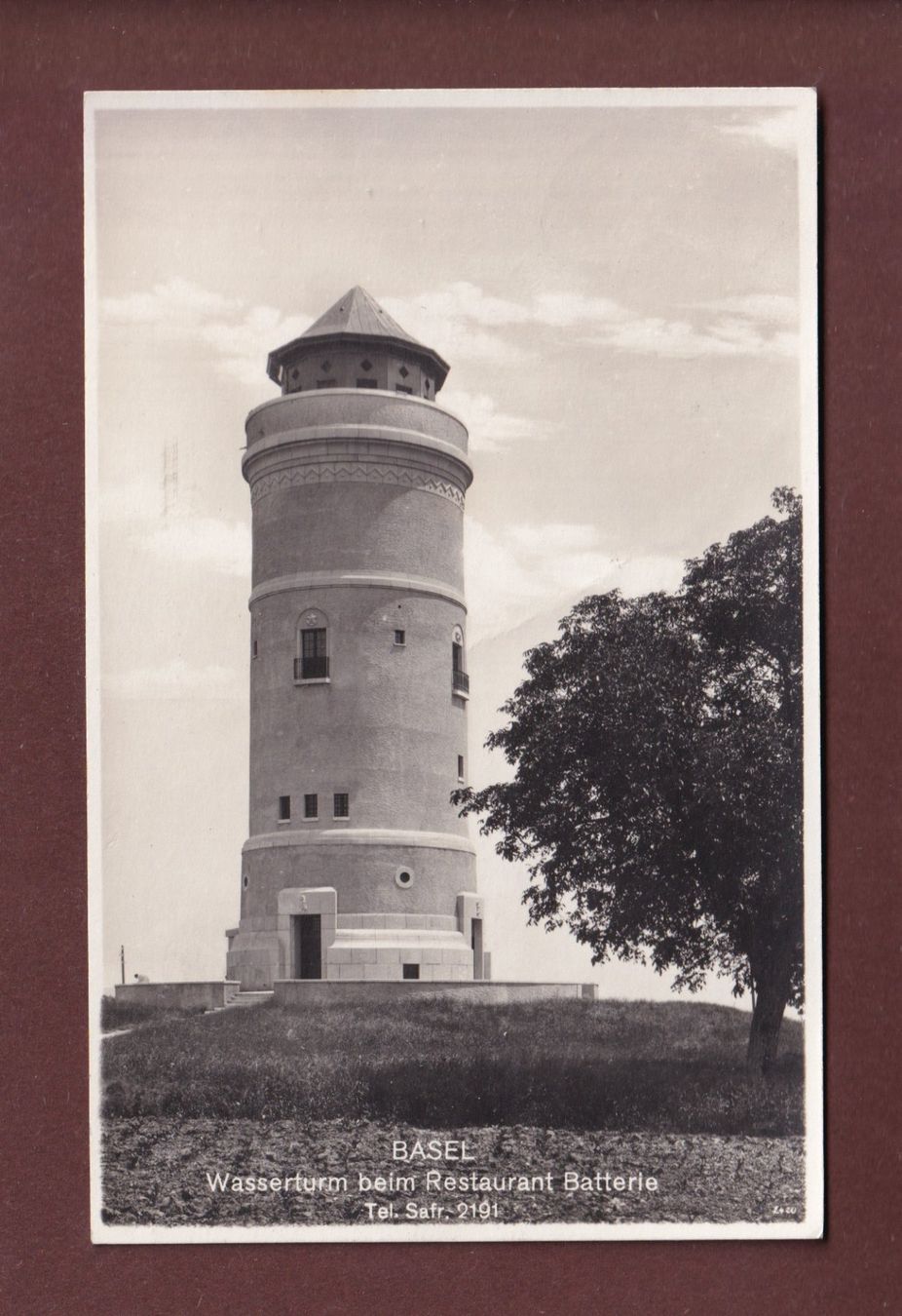 Cartoline postali: BASEL - Wasserturm beim Restaurant Batterie 1933 // Falte // – Usato da Pully venduto da nicecards-shop