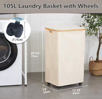 Grosser Wäschekorb 105L& Herausnehmbaren Wäschesack & Rollen