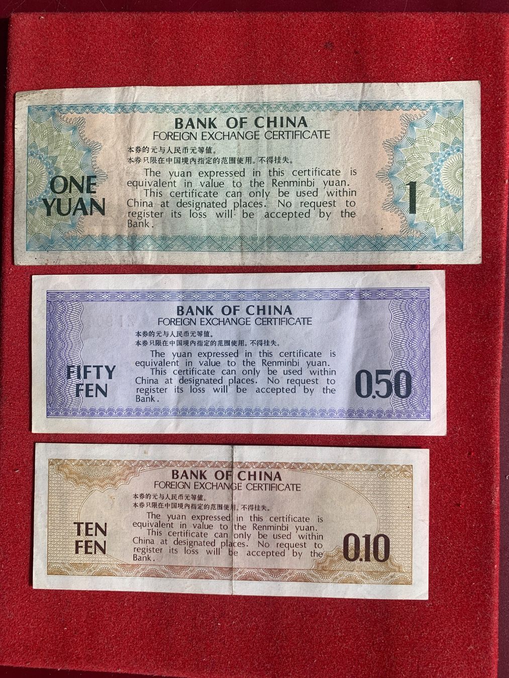 P.R. CHINA - 10 Fen, 50 Fen & 1 Yuan N.D. (1980/1994) (Gebraucht) in Le ...