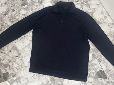 Massimo Dutti Herren Polo Langarm XL - Wolle/Seide