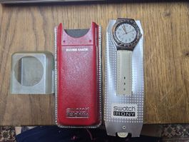 Vintage Swatch Irony Uhr creme Lederband ungetragen OVP