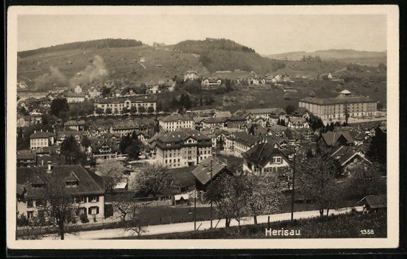 Cartoline postali: Herisau, Ortsansicht mit Bergblick aus d – Usato da Berlin venduto da bartko-reher