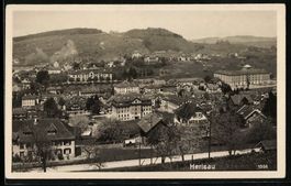 Herisau, Ortsansicht mit Bergblick aus d