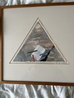 Gerahmtes Triangel Bild Collage Kunst Unikat guter Zustand