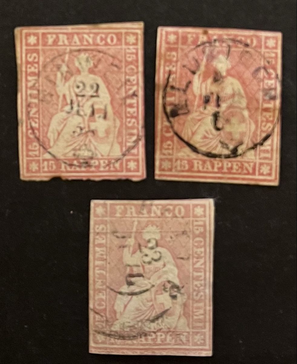 Tutti i francobolli: 3x Strubel 24G Obl. cat. 270.- CHF – Usato da Sottens venduto da thigroux