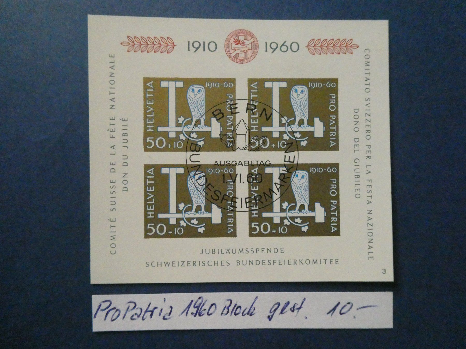 Tutti i francobolli: Pro Patria 1960 Block gestempelt – Usato da Lausen venduto da Herbamare01