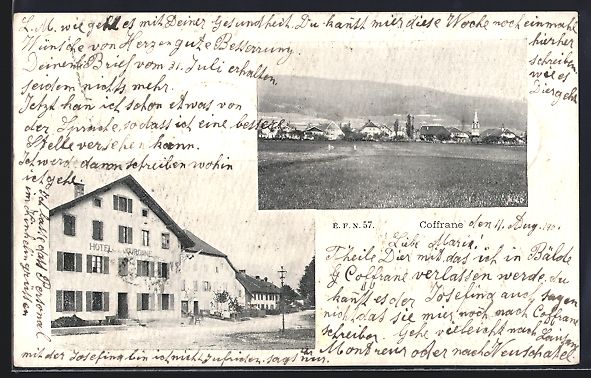 Ansichtskarten: Coffrane, Hotel Curonne, Vue générale – Gebraucht aus Berlin von bartko-reher