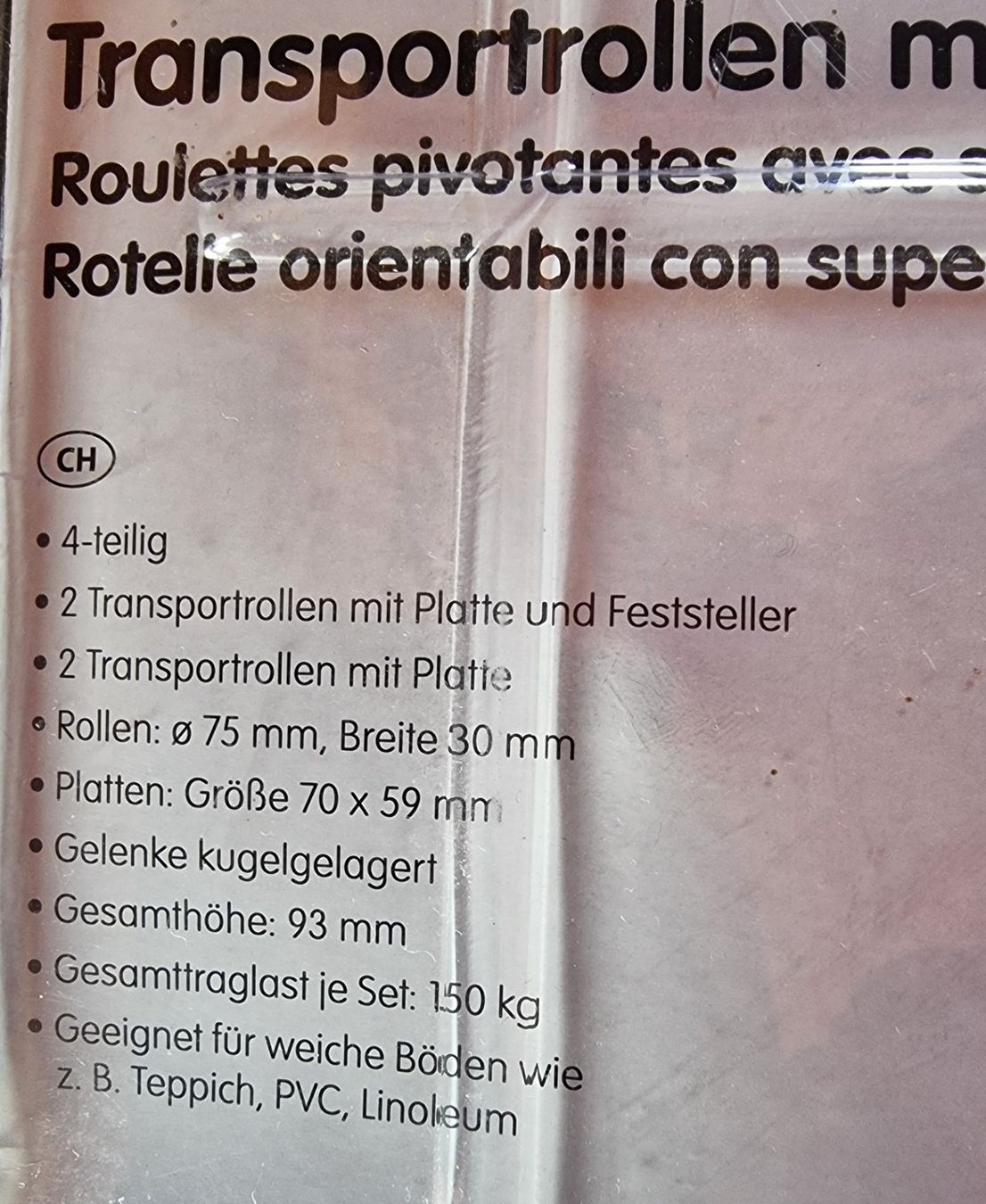Altro per stoccaggio & trasporto: Transportrollen, 4 Stk., NEU & OVP! – Usato da Zuzgen venduto da ricard11 2