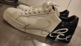 Dolce & Gabbana echt Leder Schuhe WeissSchwarz, Grösse 11/4