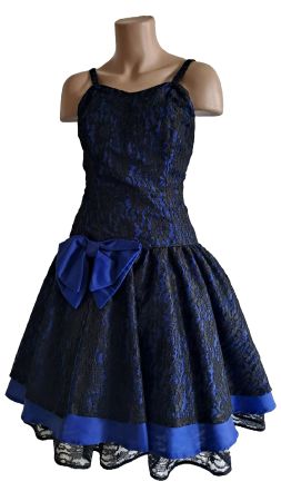 Sommerkleid Partykleid L Vintagekleid blau schwarz  Spitze