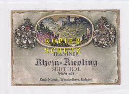 Etikette - Rhein-Riesling (Traminer) Südtirol /bd
