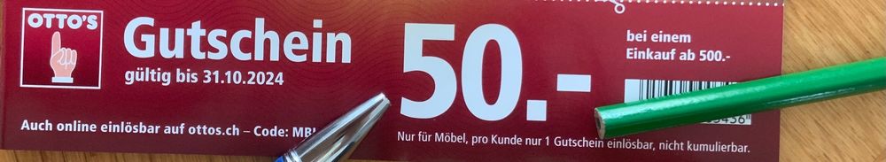 OTTO's Gutschein CHF 50. gültig bis 31.10.2024 / f. Möbel Kaufen auf