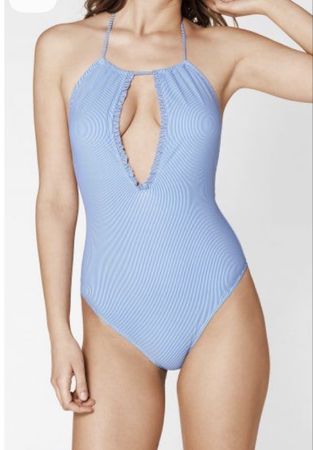 blauweiss gestreifter Badeanzug von Calzedonia, Grösse: S