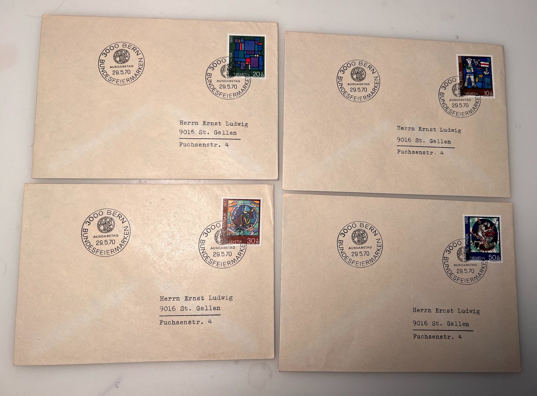 Tutti i francobolli: FDC Lot Bundesfeiermarken 1970 – Usato da Riva san vitale venduto da abd_p86k